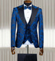 Senzo Rivolli Premium Floral Royal Blue 4pc Tuxedo W/ Matching Bowtie