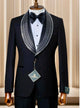 Marco Lorenzo Premium Black Mosaic Stud Suit Ultra Slim Fit Suit