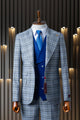Alberto Bossi Blue Plaid Compose Slim Fit 3pc Suit