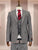 Alfa Grey & Burgundy Plaid Compose 3pc Modern Fit Suit