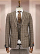 Alfa Taupe & Brown Plaid Compose 3pc Modern Fit Suit