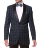 The Astor Teal Plaid Slim Shawl Tuxedo Blazer