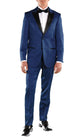 Crisp Dark Blue Slim Fit Peak Lapel 2 Piece Tuxedo