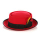 Red Black  Wool Pork Pie Hat