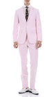 Men's  Slim Fit Two Button Pink Seersucker Suit