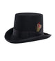 Ferrecci Black Short Pilgrim Top Hat 100% Wool Fully Lined inside, Black
