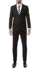 Mens 2 Piece 2 Button Slim Fit Black Zonettie Suit