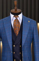 Marco Lorenzo Premium Navy & Blue Plaid Compose 3pc Slim Fit Suit