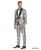 Tazio Skinny Fit Silver Embossed floral 3 pc Suit