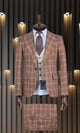 Marco Lorenzo Premium Rust & Beige Plaid Compose 3pc Suit