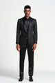 Tazio Black Embossed Paisley Slim Fit Sports Coat