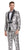 Tazio Skinny Fit Silver Embossed floral 3 pc Suit